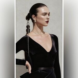 Black V-Neck Bodysuit